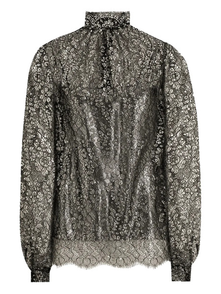  Dolce & Gabbana Lamé Lace Blouse - Black 