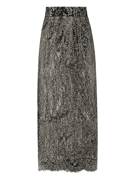  Dolce & Gabbana Lamé Lace Midi Skirt - Black 