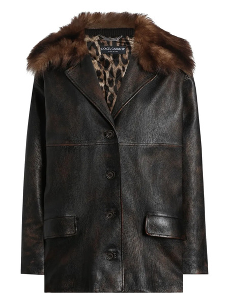  Dolce & Gabbana Leather Coat - Brown 