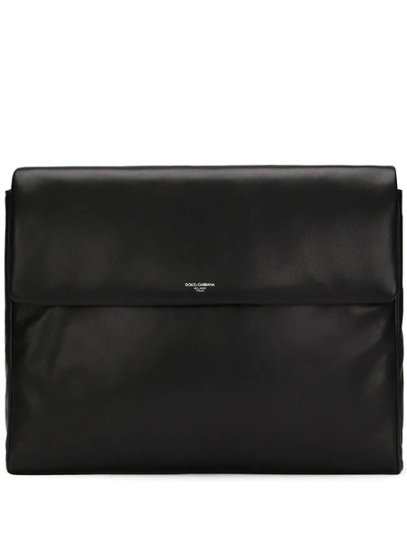  Dolce & Gabbana Leather Messenger Bag - Black 