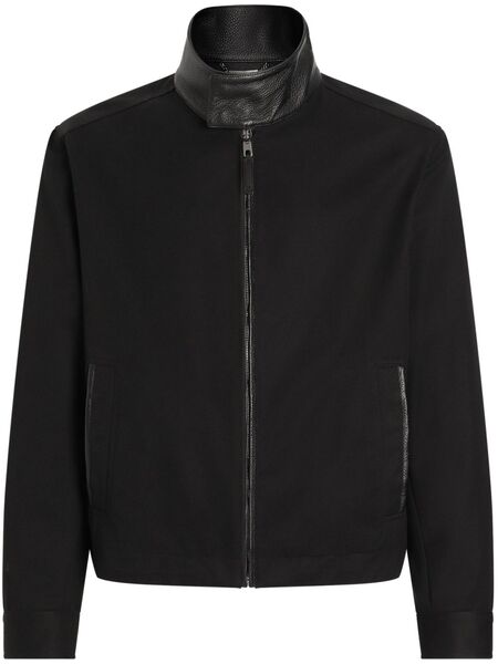  Dolce & Gabbana Leather-trim Bomber Jacket - Black 