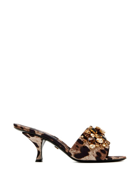 Dolce & Gabbana Leopard Jewelled Sandals - Brown 