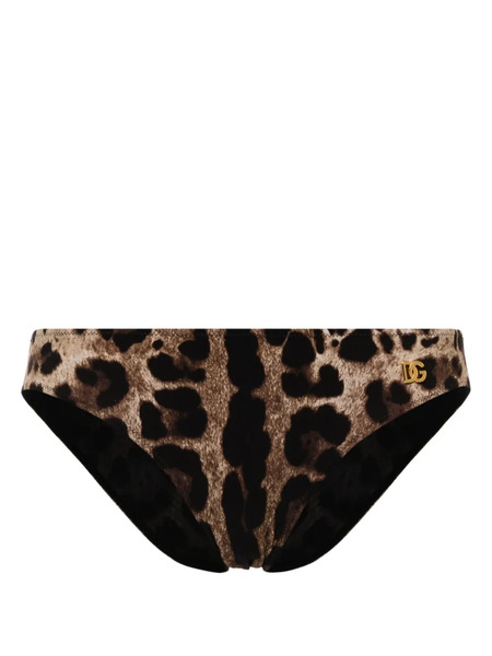  Dolce & Gabbana Leopard-print Bikini Bottoms - Black 