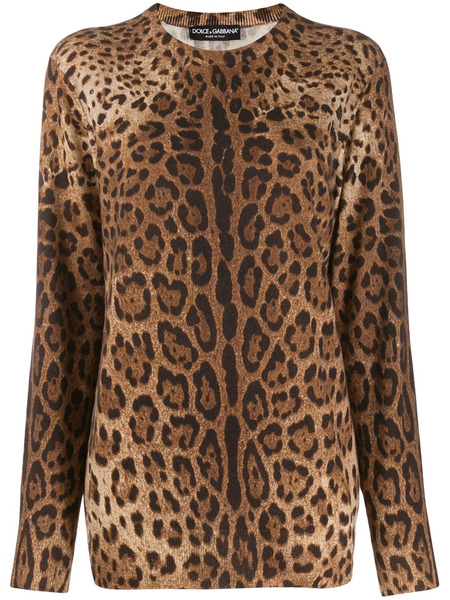  Dolce & Gabbana Leopard-print Cashmere Jumper - Brown 