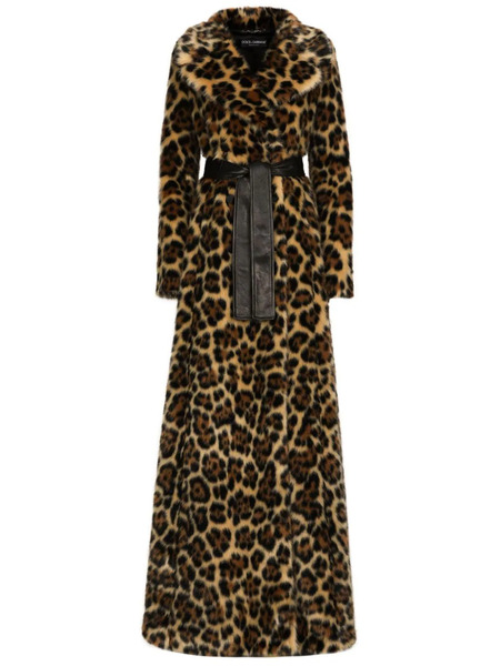  Dolce & Gabbana Leopard-print Faux-fur Coat - Brown 