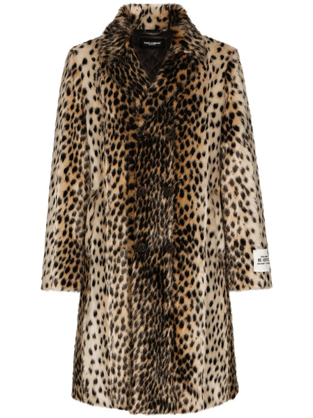  Dolce & Gabbana Leopard-print Faux Fur Coat - Neutrals 