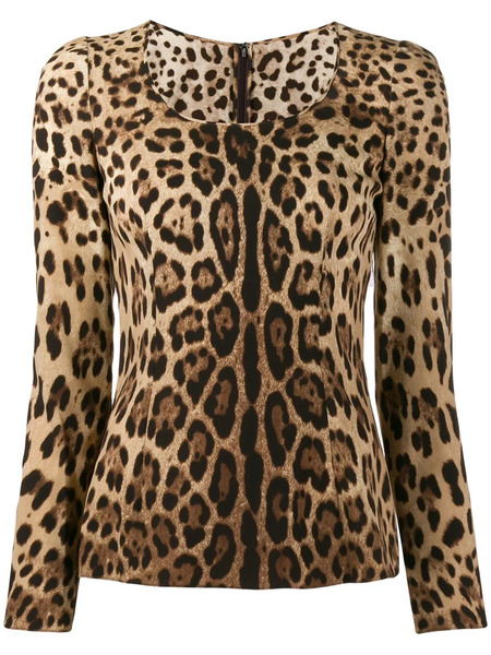  Dolce & Gabbana Leopard-print Long-sleeve T-shirt - Neutrals 