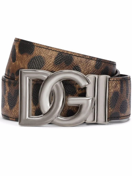  Dolce & Gabbana Leopard-print Reversible Belt - Brown 
