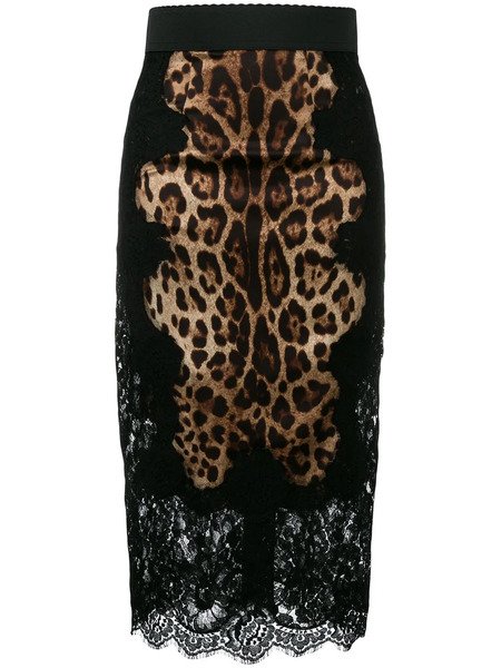  Dolce & Gabbana Leopard-print Satin Midi Skirt - Brown 