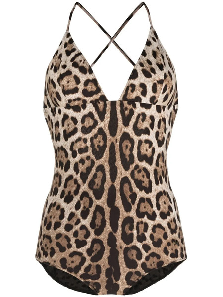  Dolce & Gabbana Leopard Print Swimsuit - Brown 