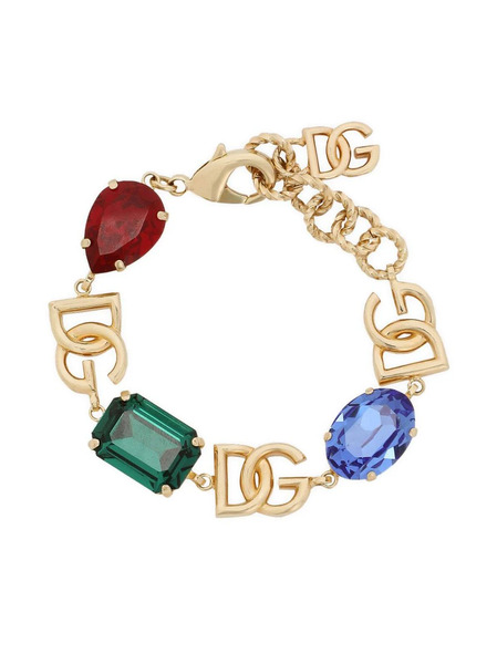  Dolce & Gabbana Logo-charm Crystal-embellished Bracelet - Gold 