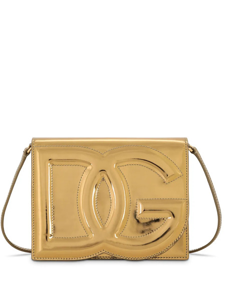  Dolce & Gabbana Logo-embossed Metallic-effect Crossbody Bag - Gold 