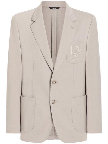  Dolce & Gabbana Logo-embroidered Blazer - Neutrals 