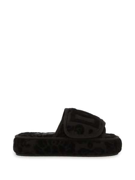  Dolce & Gabbana Logo-embroidered Slippers - Black 