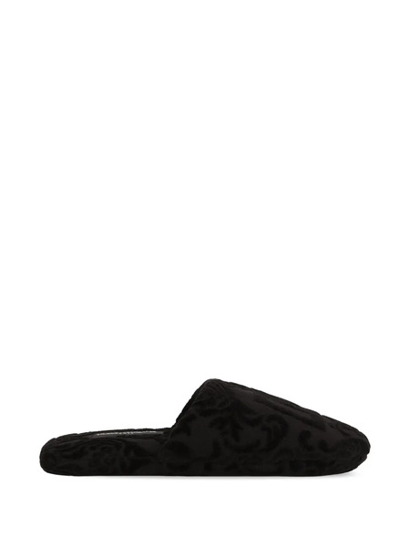  Dolce & Gabbana Logo-embroidered Slippers - Black 
