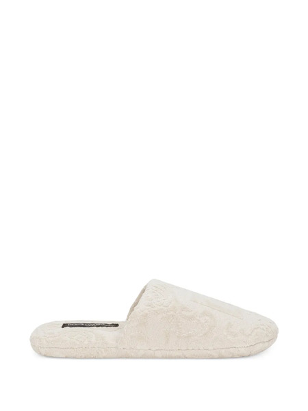  Dolce & Gabbana Logo-embroidered Slippers - Neutrals 
