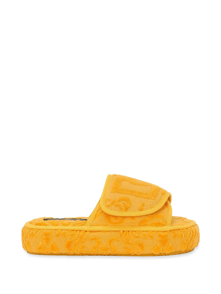  Dolce & Gabbana Logo-embroidered Slippers - Yellow 