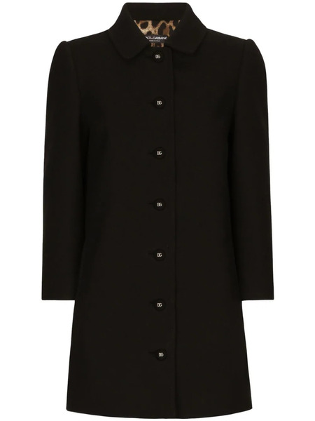  Dolce & Gabbana Logo-engraved Single-breasted Coat - Black 