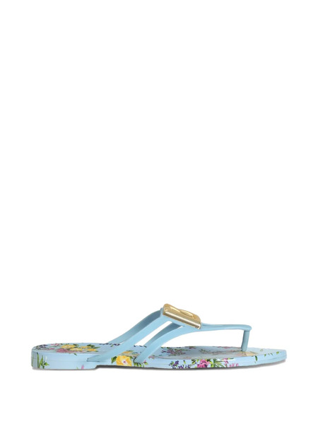  Dolce & Gabbana Logo Floral Print Flip-flops - Blue 