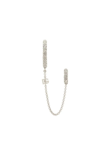  Dolce & Gabbana Logo-lettering Crystal-embellished Earrings - Silver 