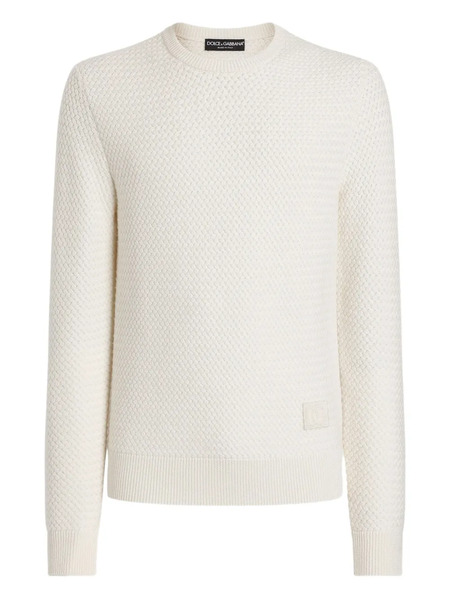  Dolce & Gabbana Logo-patch Crew-neck Sweater - Neutrals 