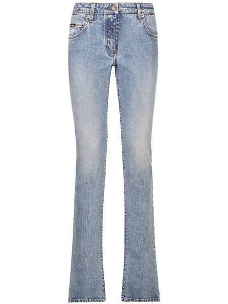  Dolce & Gabbana Logo-patch Low-rise Bootcut Jeans - Blue 