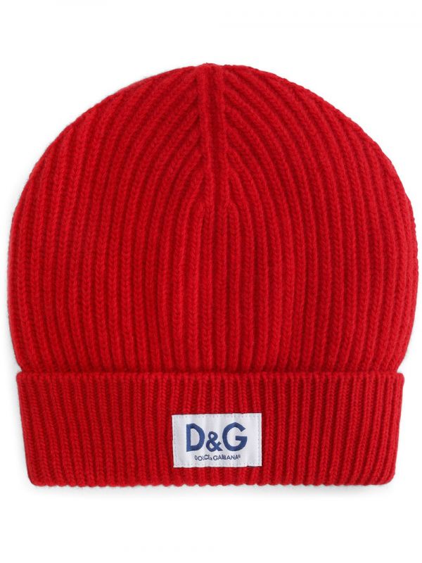  Dolce & Gabbana Logo-patch Ribbed-knit Beanie - Red 