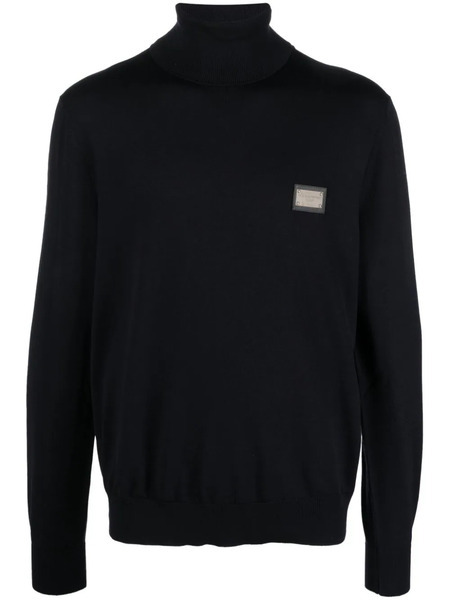  Dolce & Gabbana Logo-patch Roll-neck Jumper - Blue 