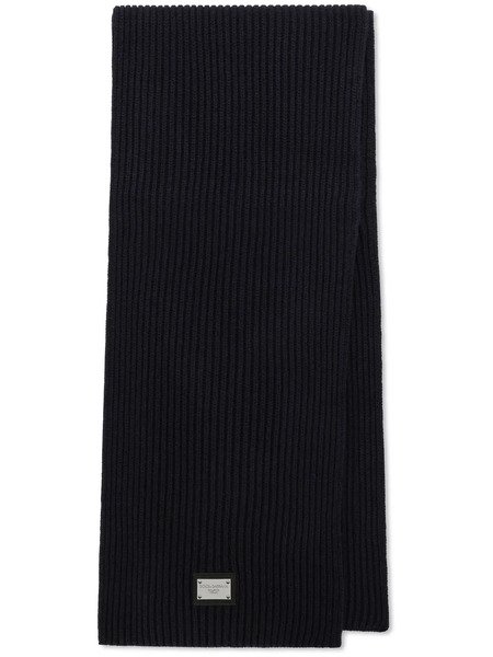  Dolce & Gabbana Logo-patch Wool Scarf - Blue 