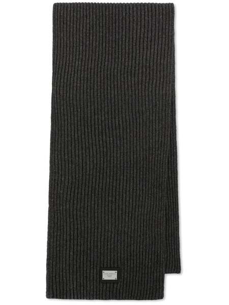  Dolce & Gabbana Logo-patch Wool Scarf - Grey 