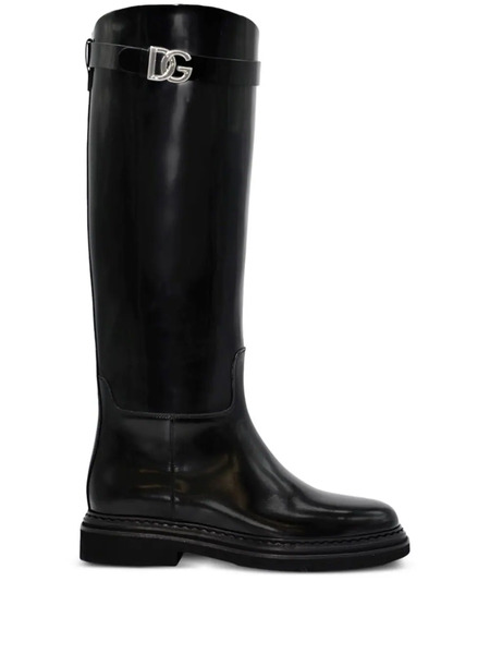  Dolce & Gabbana Logo-plaque Equestrian Boots - Black 