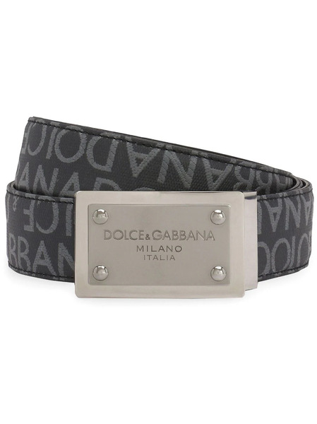  Dolce & Gabbana Logo-plaque Jacquard Belt - Black 