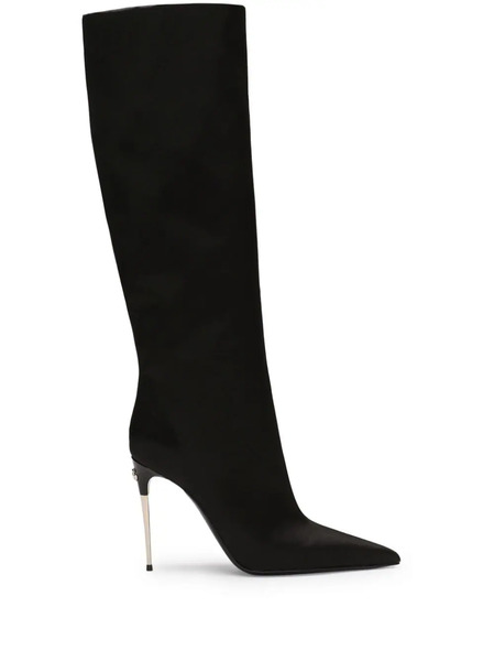  Dolce & Gabbana Logo-plaque Leather Boots - Black 