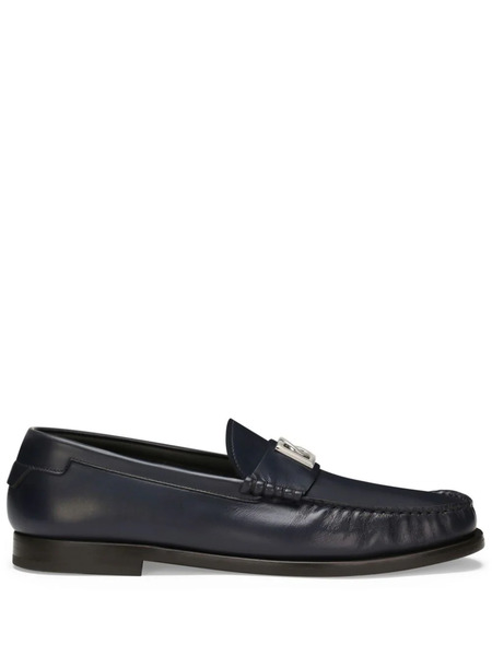  Dolce & Gabbana Logo-plaque Leather Loafers - Blue 