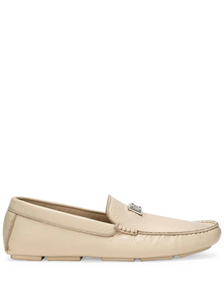  Dolce & Gabbana Logo-plaque Leather Loafers - Neutrals 