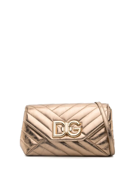  Dolce & Gabbana Logo-plaque Quilted Leather Shoulder Bag - Gold 