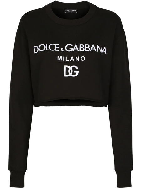  Dolce & Gabbana Logo-print Cropped Sweatshirt - Black 