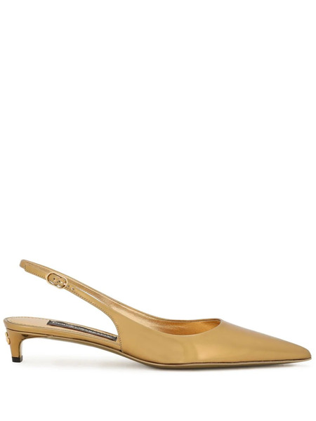  Dolce & Gabbana Lollo 30mm Leather Pumps - Gold 