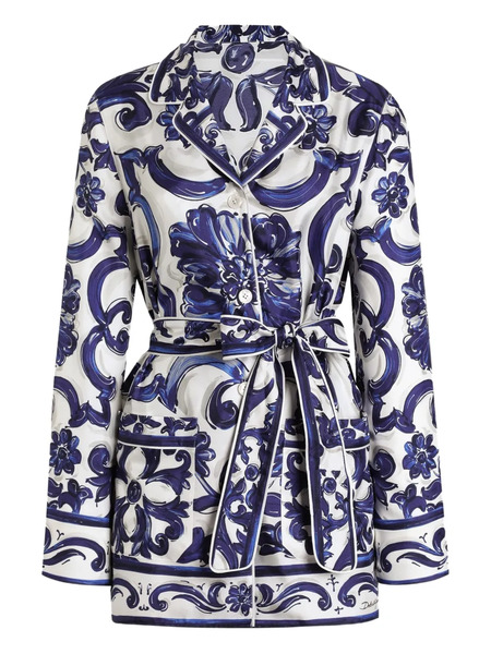  Dolce & Gabbana Majolica-print Belted Top - Blue 