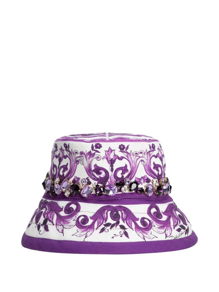  Dolce & Gabbana Majolica-print Bucket Hat - White 
