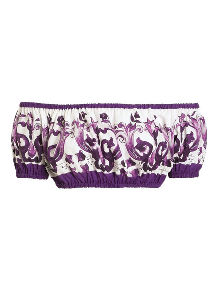  Dolce & Gabbana Majolica-print Crop Top - White 