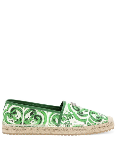  Dolce & Gabbana Majolica-print Logo-plaque Espadrilles - Green 
