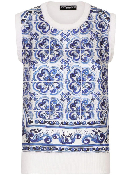  Dolce & Gabbana Majolica-print Silk Jumper - Blue 