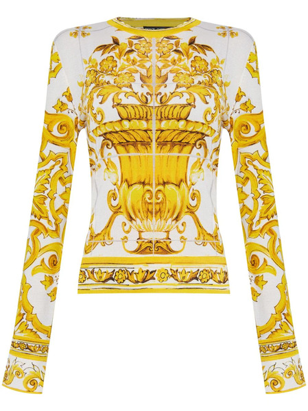  Dolce & Gabbana Majolica Print Sweater - Yellow 