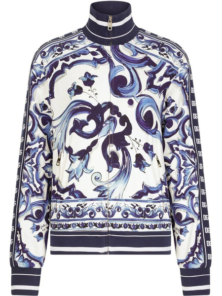  Dolce & Gabbana Majolica-print Zip-up Sweatshirt - Blue 