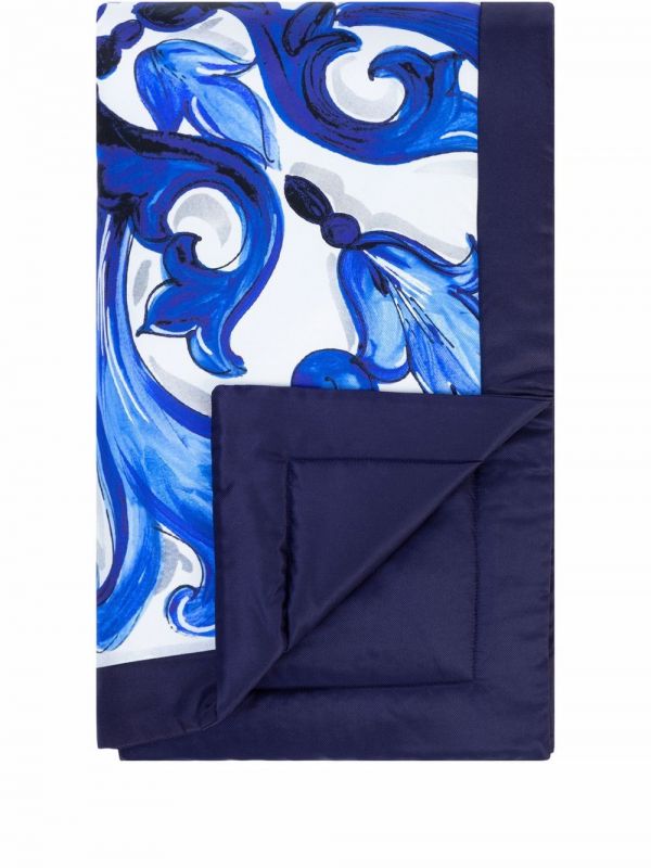  Dolce & Gabbana Mediterranean-print Silk Blanket - Blue 