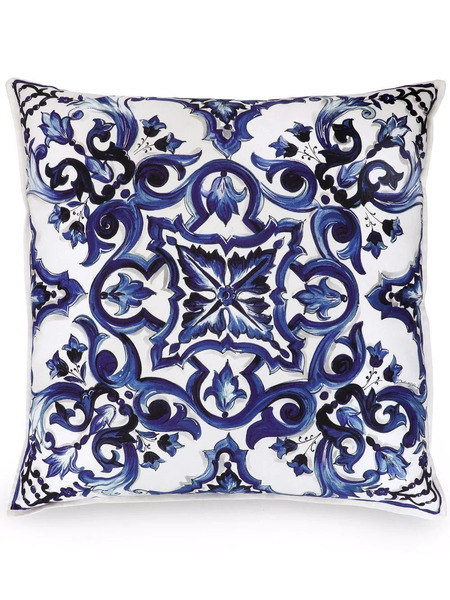  Dolce & Gabbana Medium Blu Mediterraneo-print Canvas Cushion - Blue 