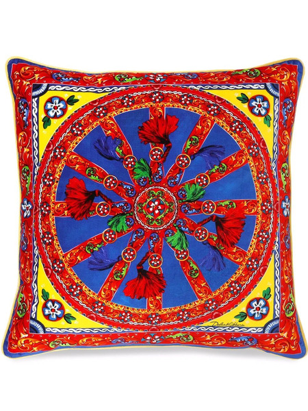  Dolce & Gabbana Medium Carretto-print Velvet Cushion - Red 
