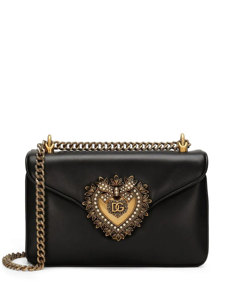  Dolce & Gabbana Medium Devotion Leather Crossbody Bag - Black 