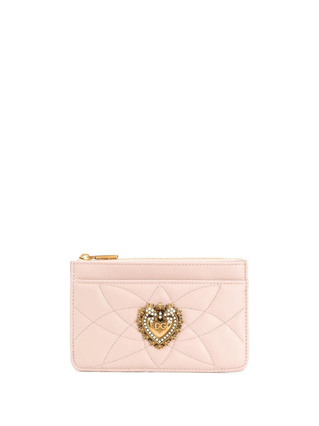  Dolce & Gabbana Medium Devotion Quilted Card Holder - Pink 